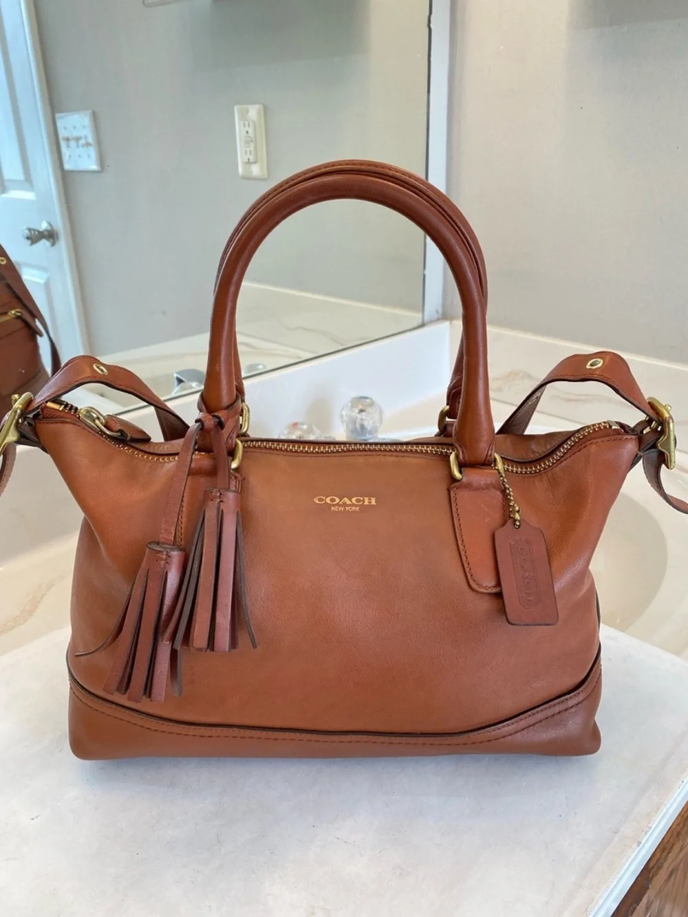 COACH Molly East West Satchel Leather Medium Bag